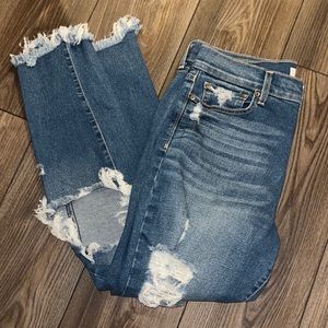 Pistola torn medium wash skinny jeans, size 30